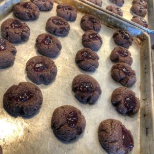 Chocolate-Raspberry Thumbprint Cookies
