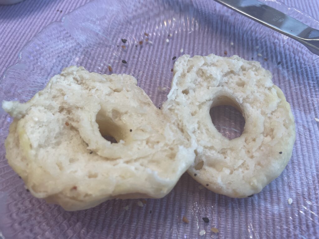 Cut open bagel