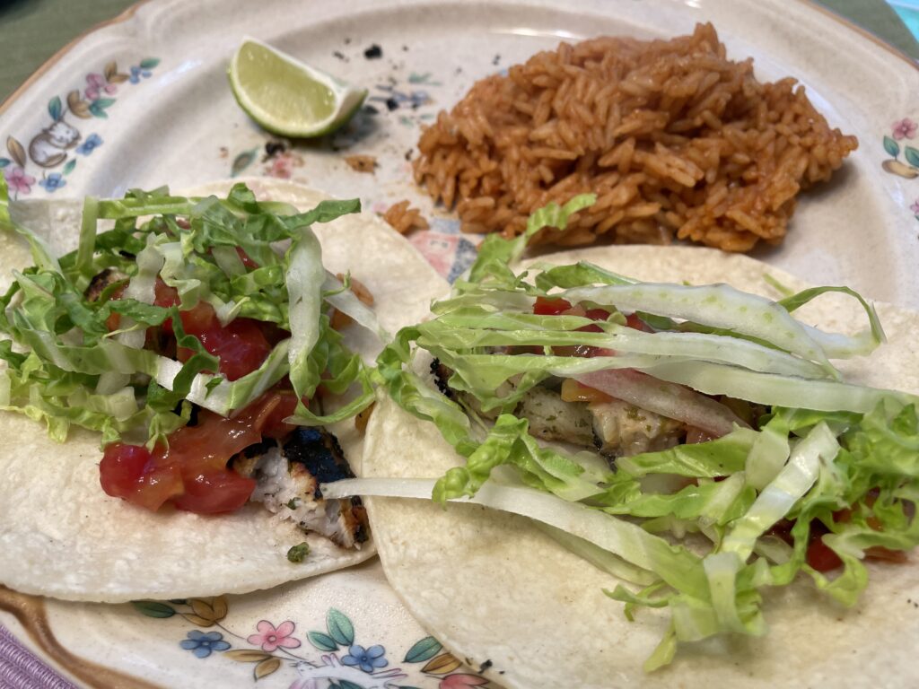 Catfish Soft Tacos with Mexican Rice