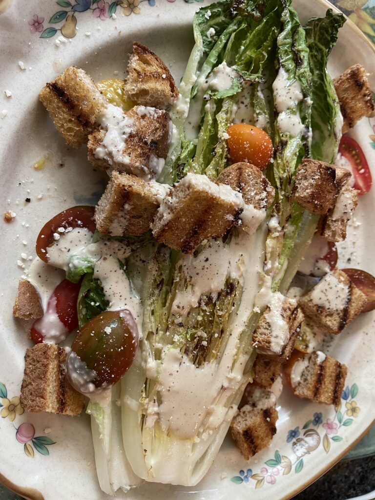 Grilled Caesar Salad with Cherry Tomatoes