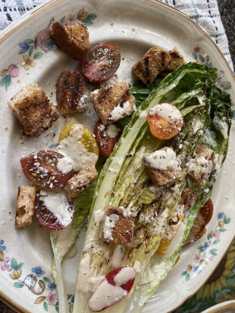 Grilled Caesar Salad with Cherry Tomatoes