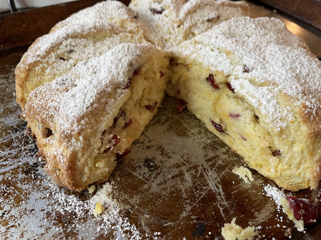 Baked scones ready to serve