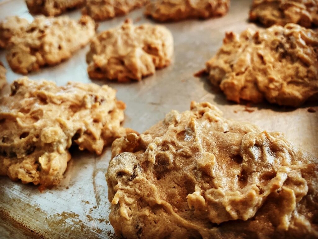 Close up of the oatmeal-peanut butter cookies