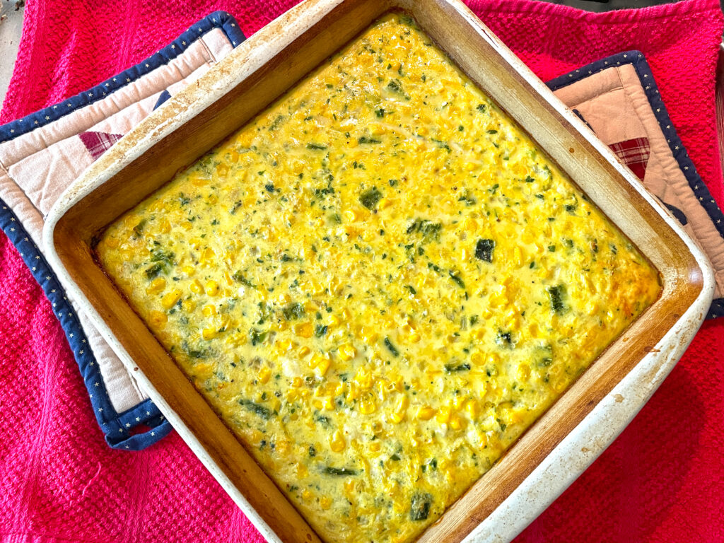 Corn and poblano pudding