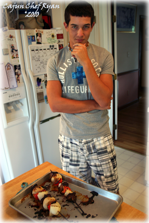 Ben, the proud chef and his broiled kabobs