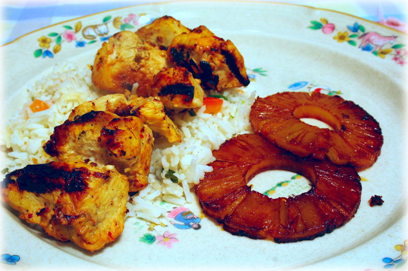 Chipotle Chicken Kabobs with Spicy Grilled Pineapple