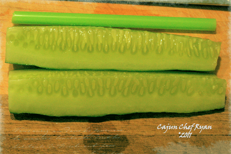 Cucumber spears sliced