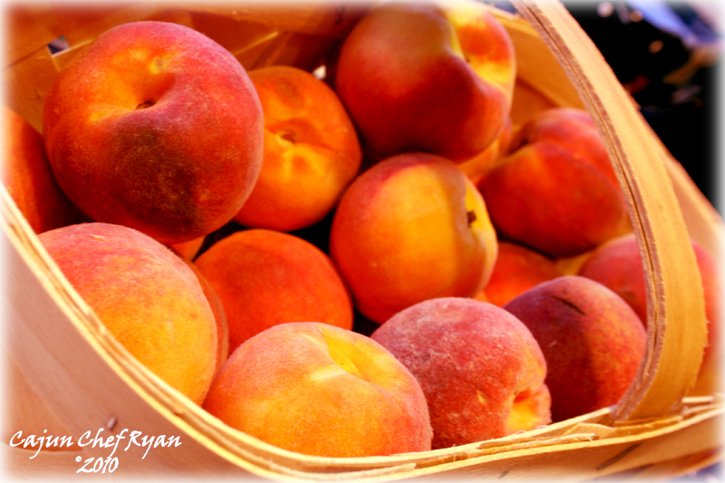 A basket full of peaches