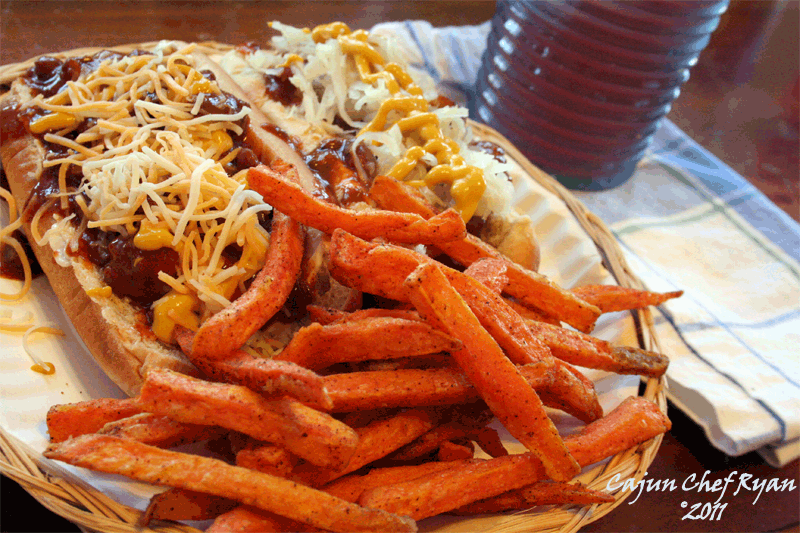 Lunch time with Alexia Sweet Potato Fries and Hot Dogs